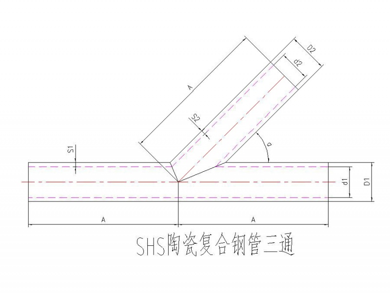 SHS陶瓷复合钢管三通